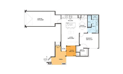 A1 - 1 bedroom floorplan layout with 1 bath and 760 square feet