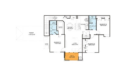 C2 - 3 bedroom floorplan layout with 2 bath and 1331 square feet